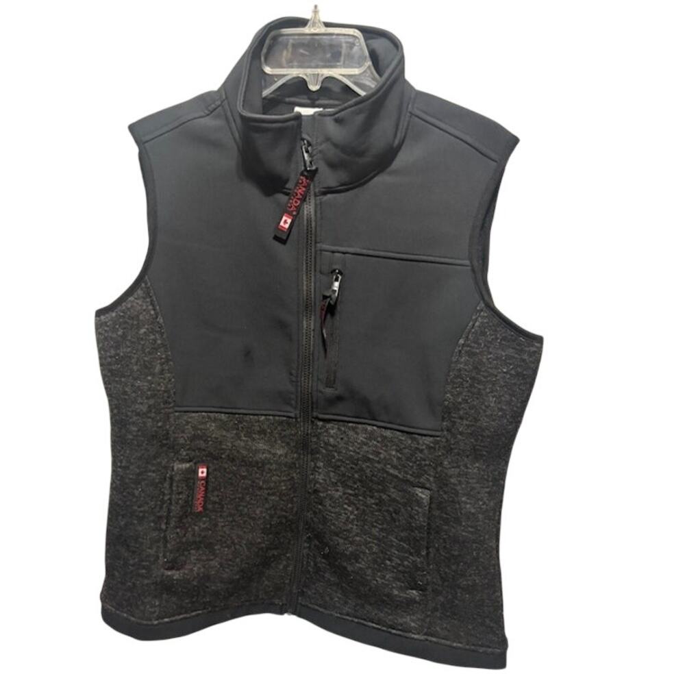 Canada Weather Gear Fleece Vest Color Block Black and Gray men's size Large
